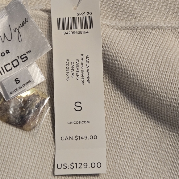 Chicos Marla Wynne Womens Beige Knit Kimono Sweater Size Small - Picture 6 of 11